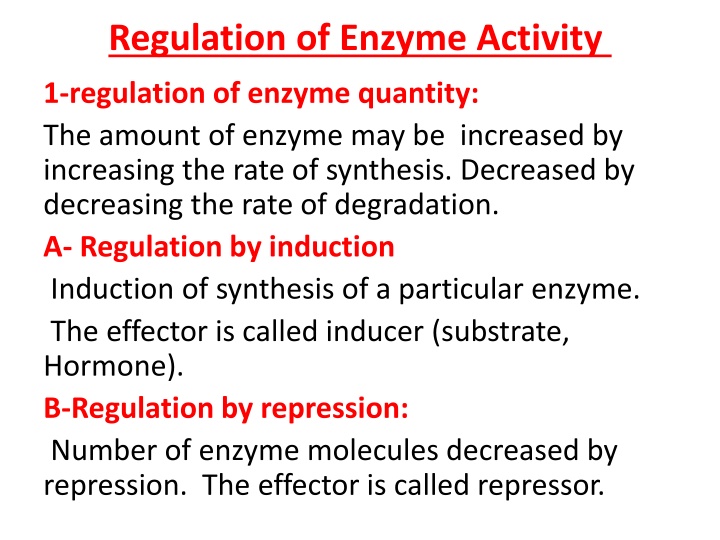 regulation of enzyme activity