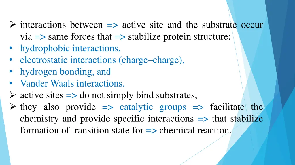 interactions between active site