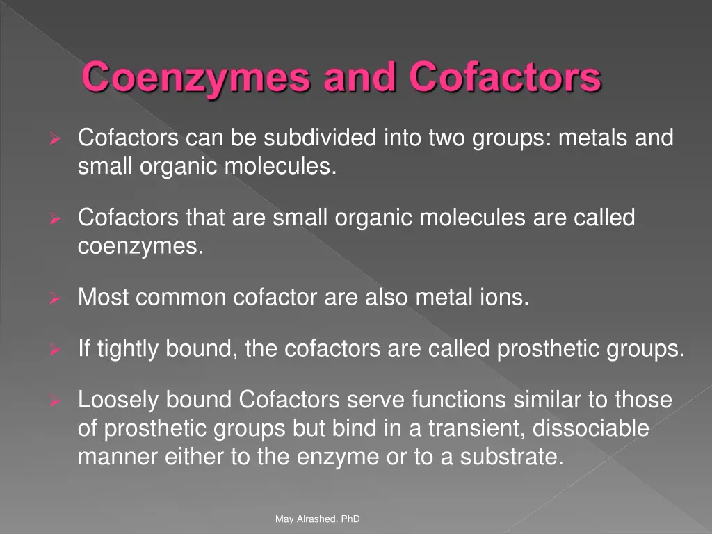 coenzymes and cofactors