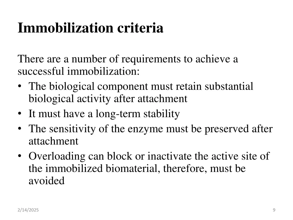 immobilization criteria
