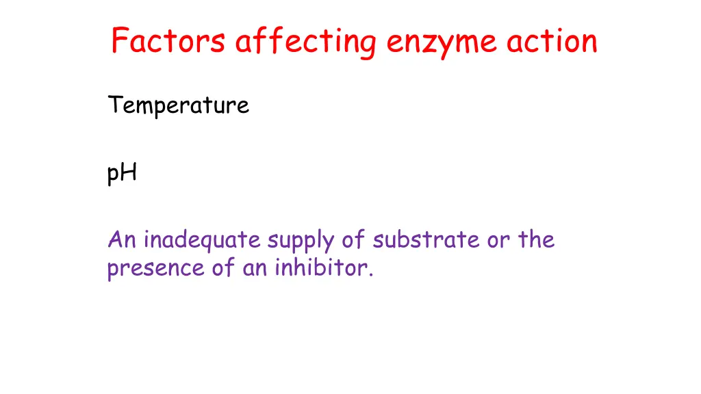 factors affecting enzyme action