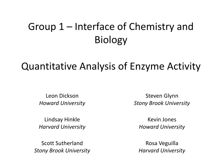 group 1 interface of chemistry and biology