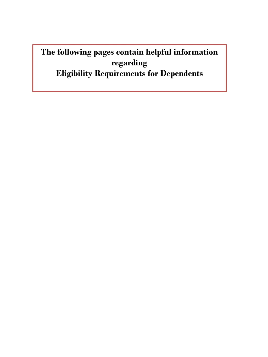 the following pages contain helpful information