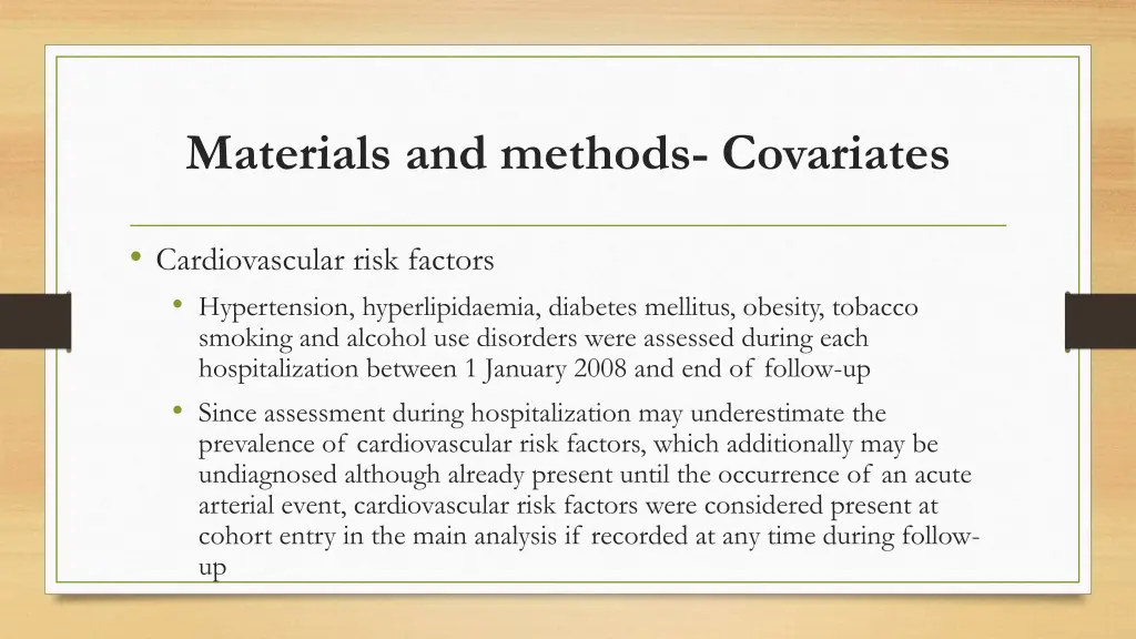 materials and methods covariates