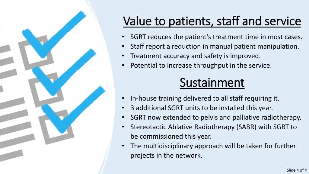 value to patients staff and service value