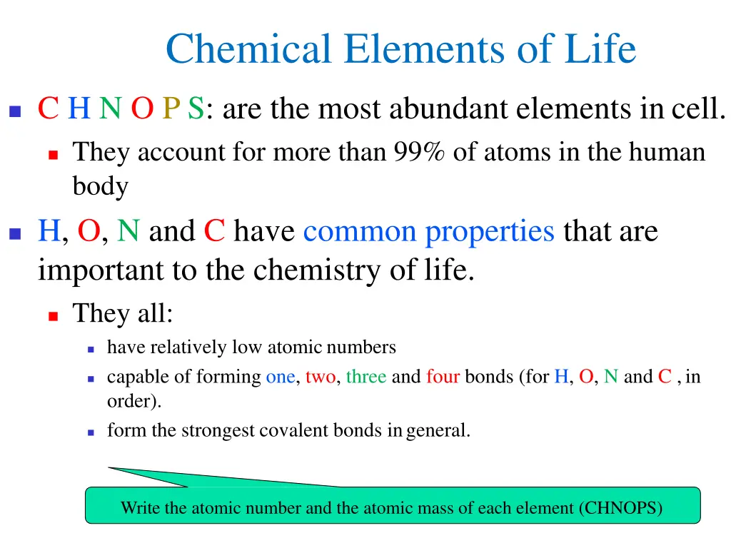 chemical elements of life