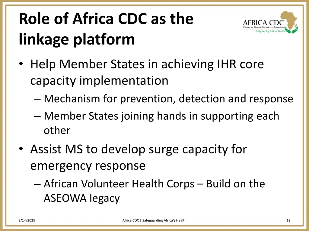 role of africa cdc as the linkage platform 1