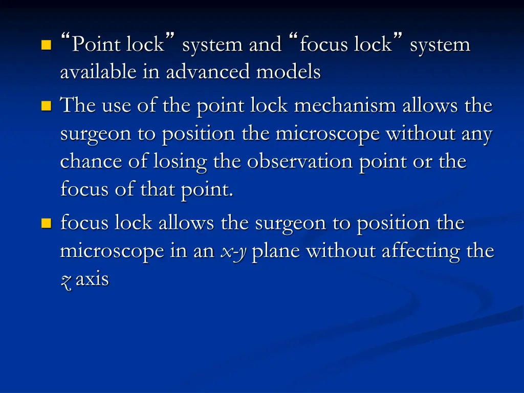 point lock system and focus lock system available