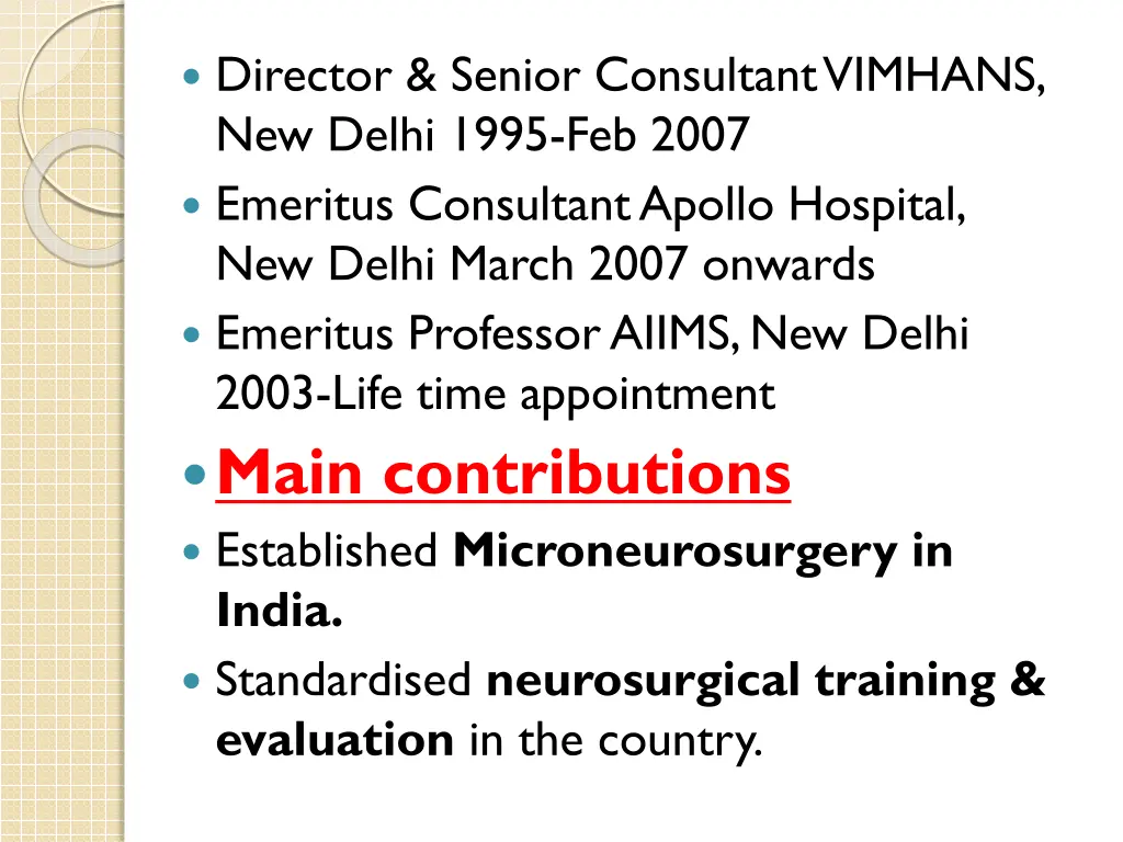 director senior consultant vimhans new delhi 1995
