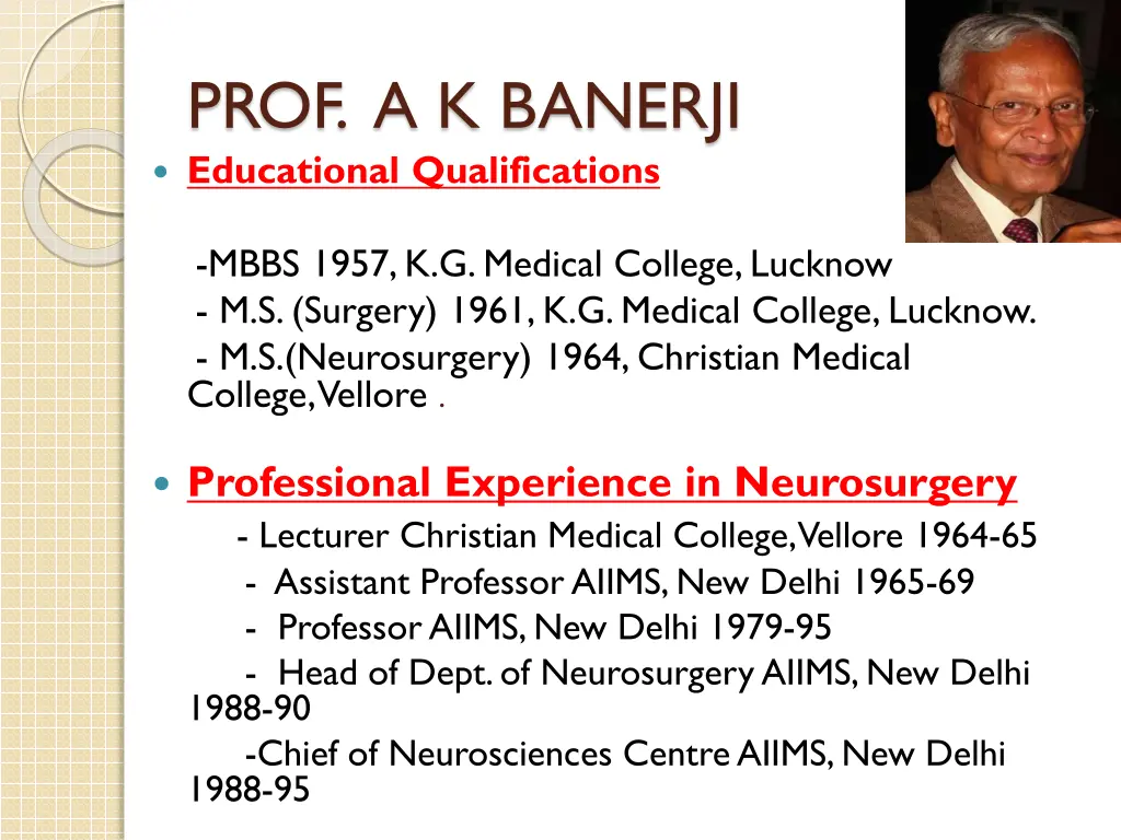 prof a k banerji educational qualifications