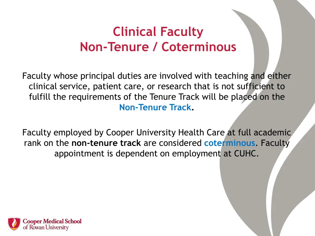 clinical faculty non tenure coterminous