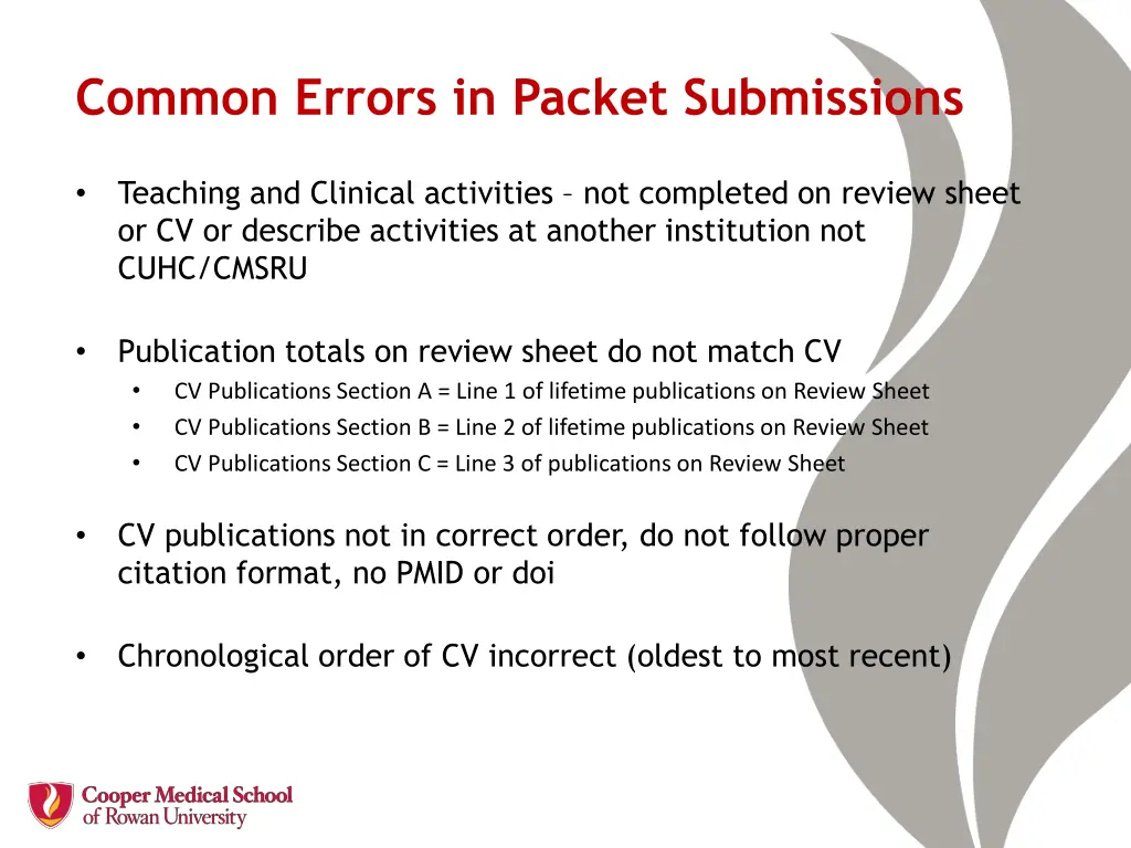common errors in packet submissions 1