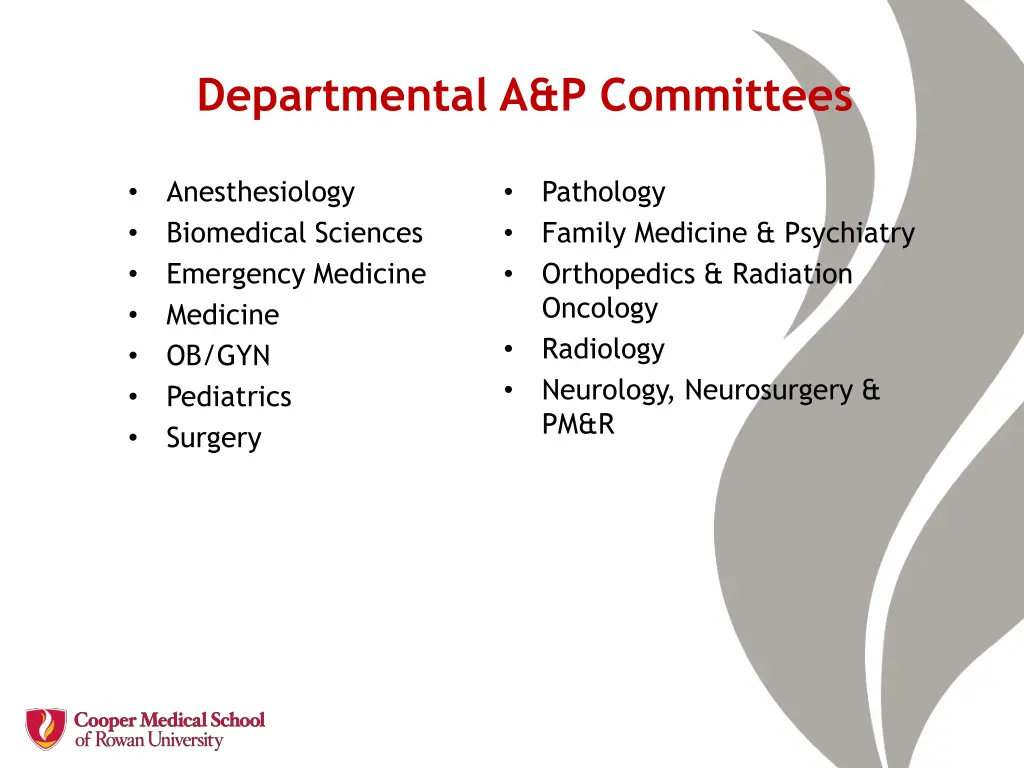 departmental a p committees