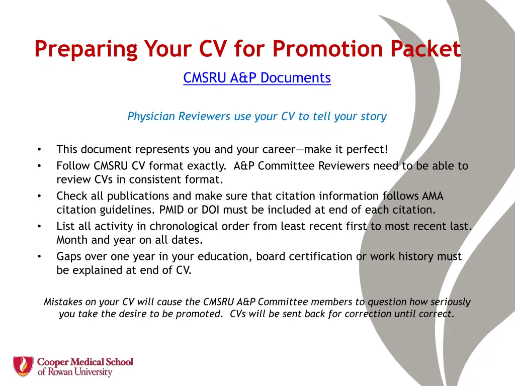 preparing your cv for promotion packet