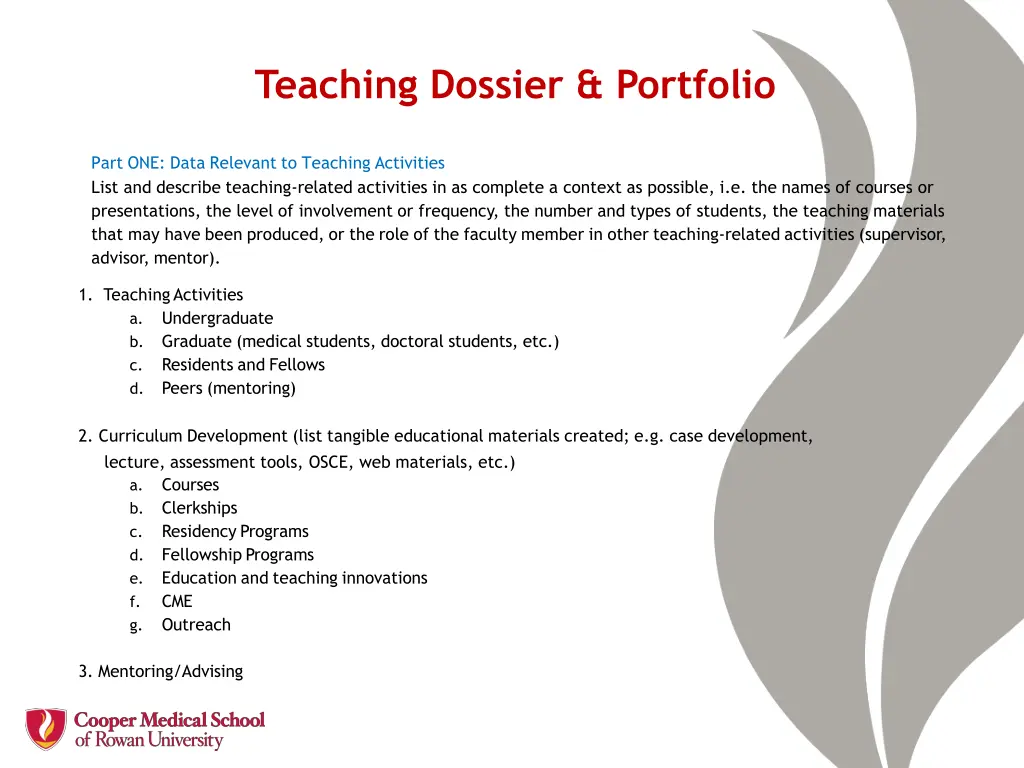 teaching dossier portfolio