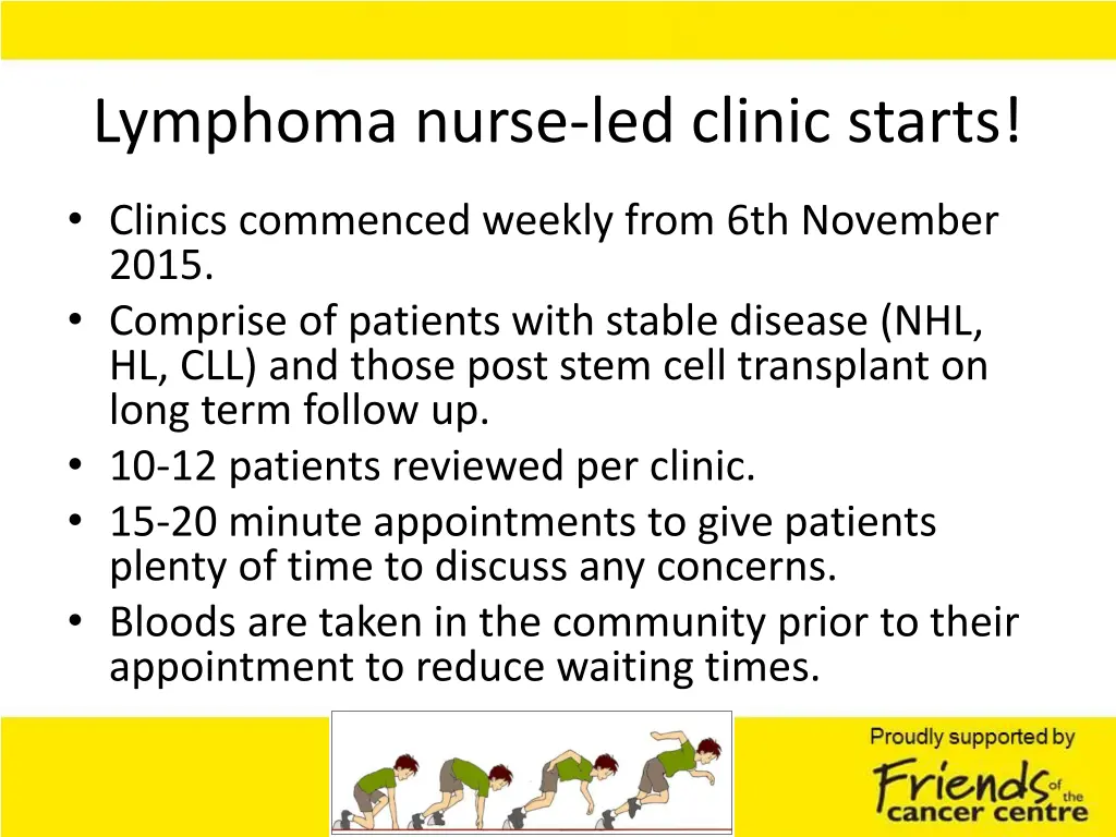 lymphoma nurse led clinic starts