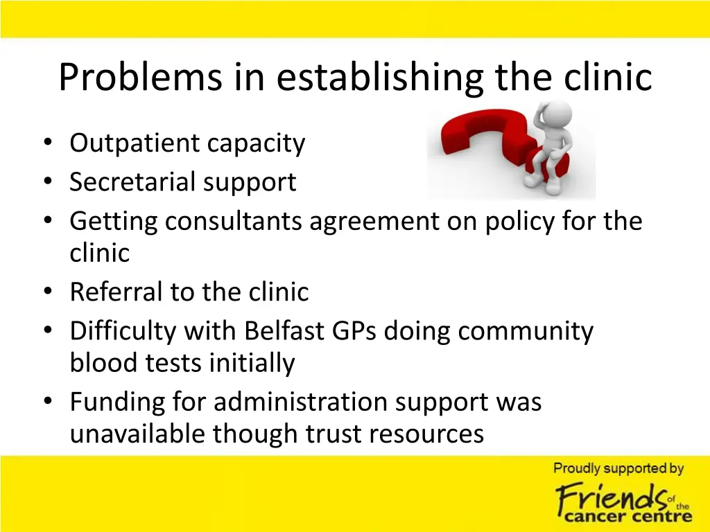 problems in establishing the clinic