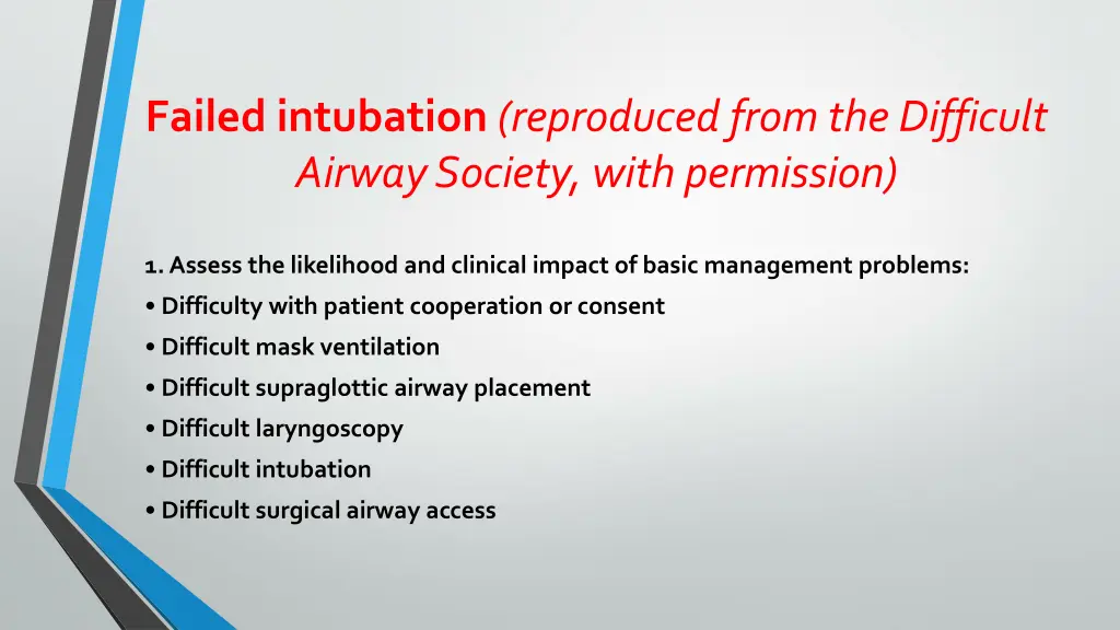 failed intubation reproduced from the difficult