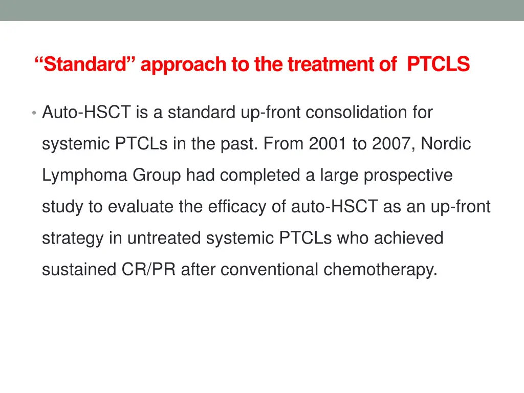 standard approach to the treatment of ptcls