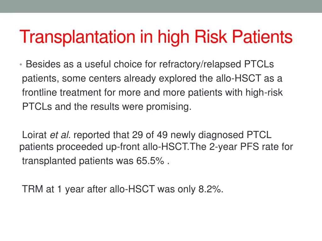 transplantation in high risk patients