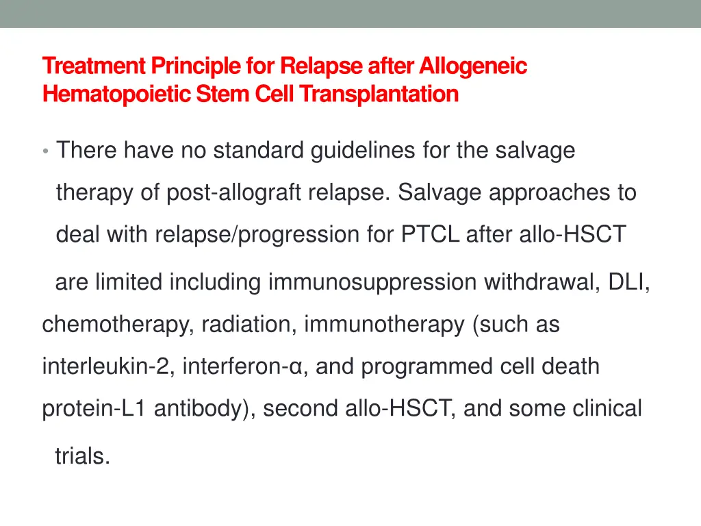 treatment principle for relapse after allogeneic