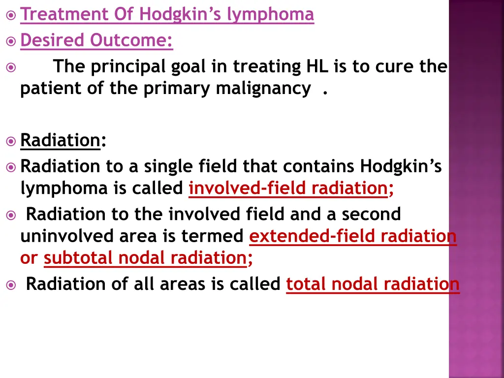 treatment of hodgkin s lymphoma desired outcome