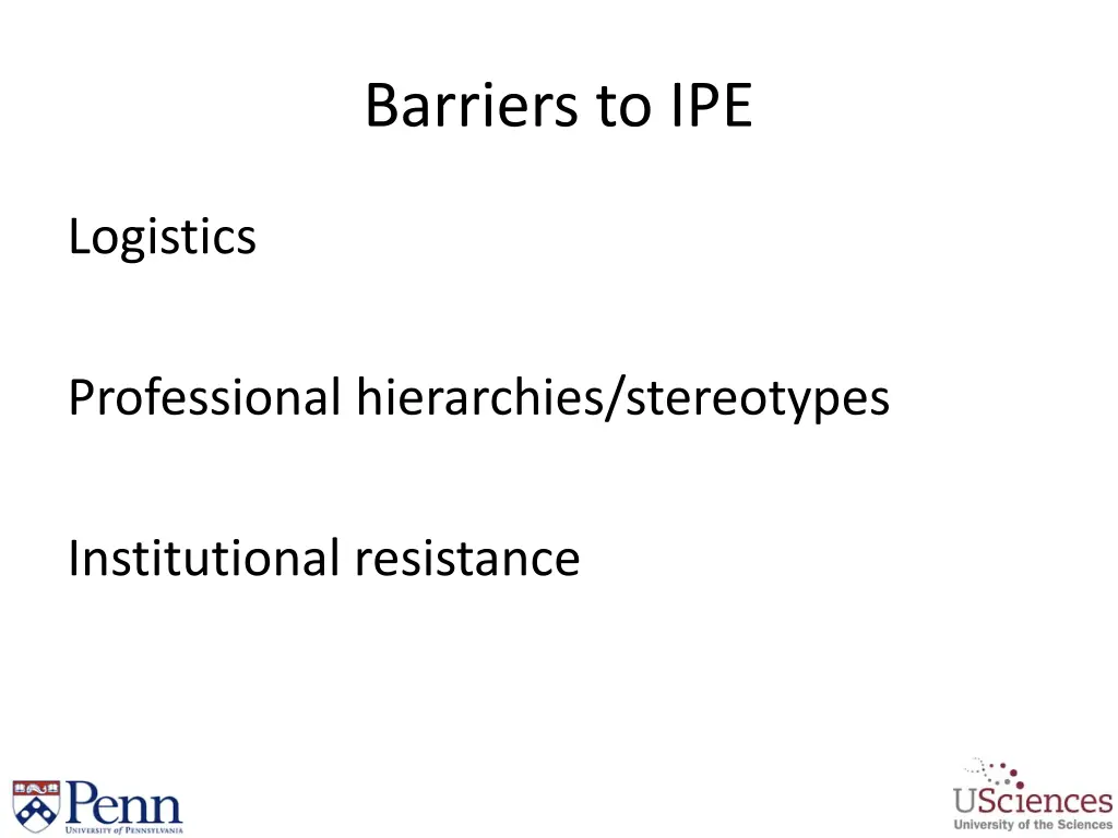barriers to ipe