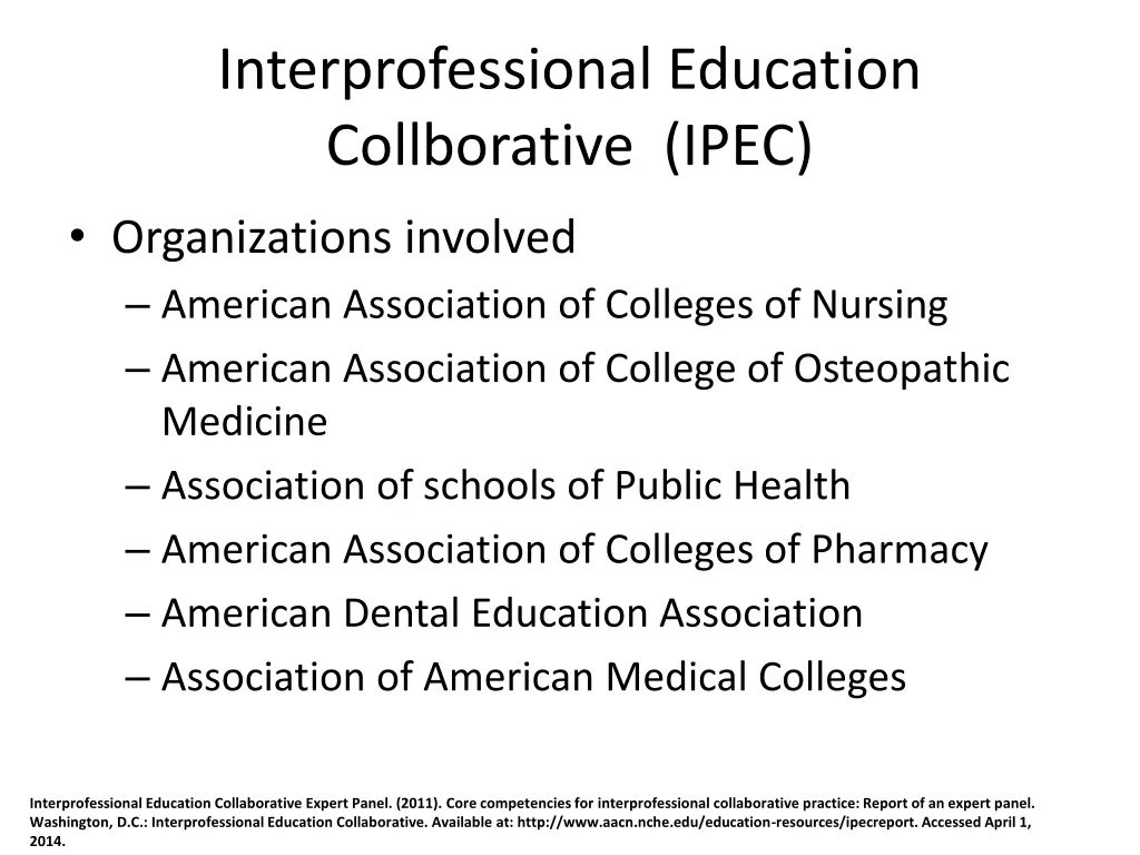 interprofessional education collborative ipec