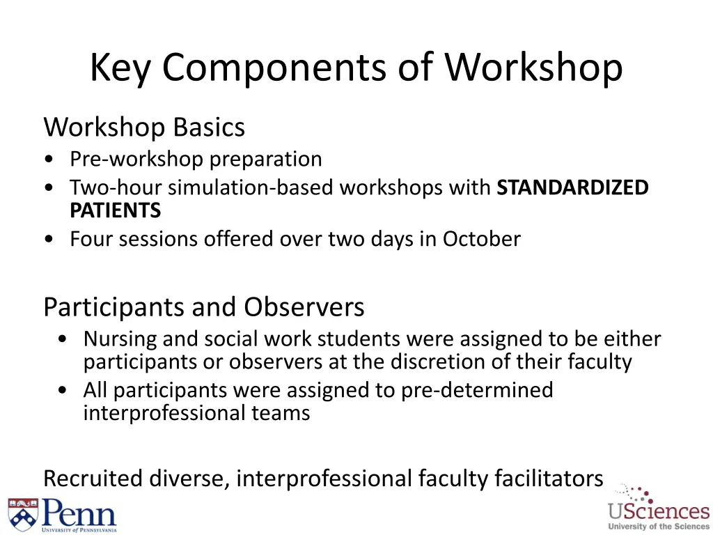 key components of workshop
