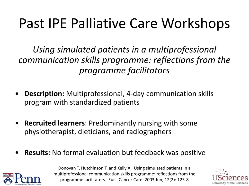 past ipe palliative care workshops 1