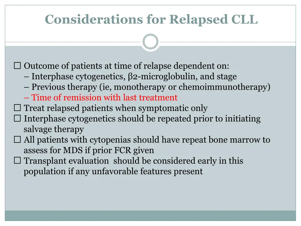 considerations for relapsed cll