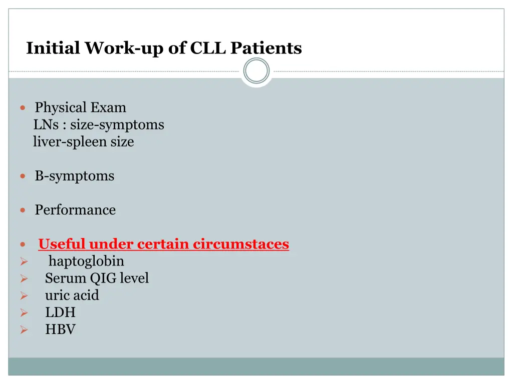initial work up of cll patients 2