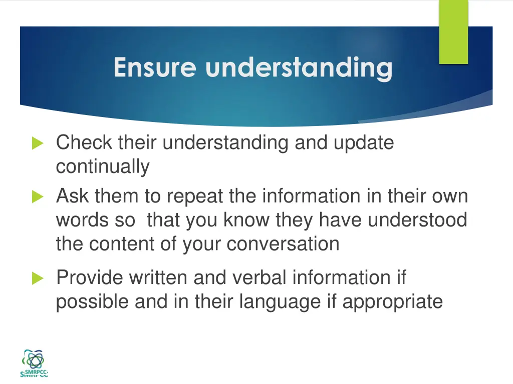 ensure understanding
