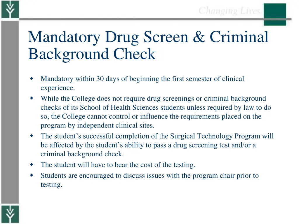 mandatory drug screen criminal background check