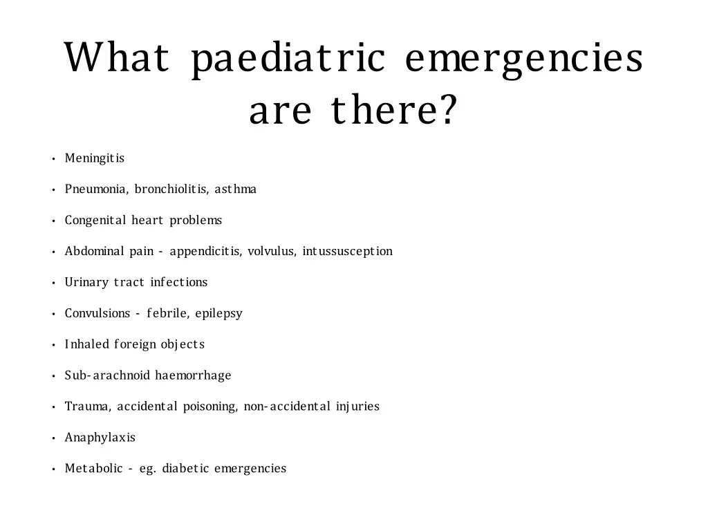 what paediatric emergencies are there