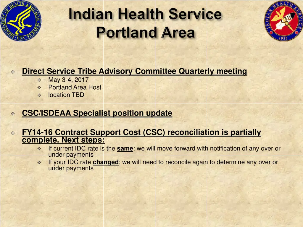 direct service tribe advisory committee quarterly