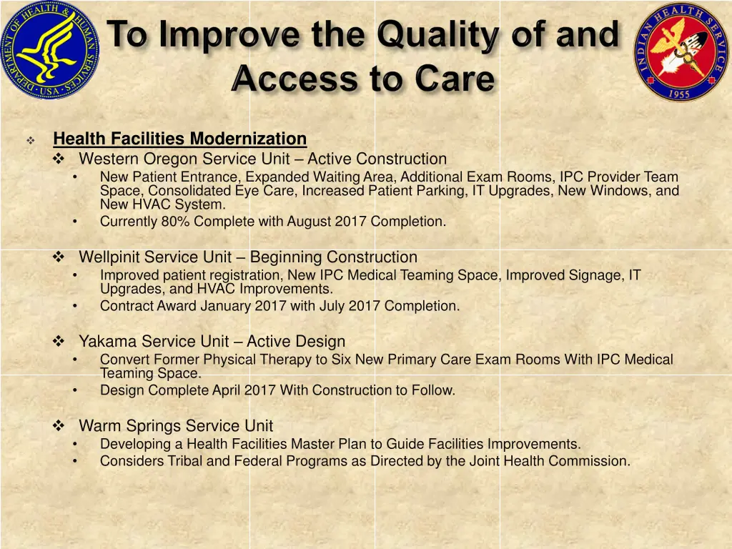 health facilities modernization western oregon