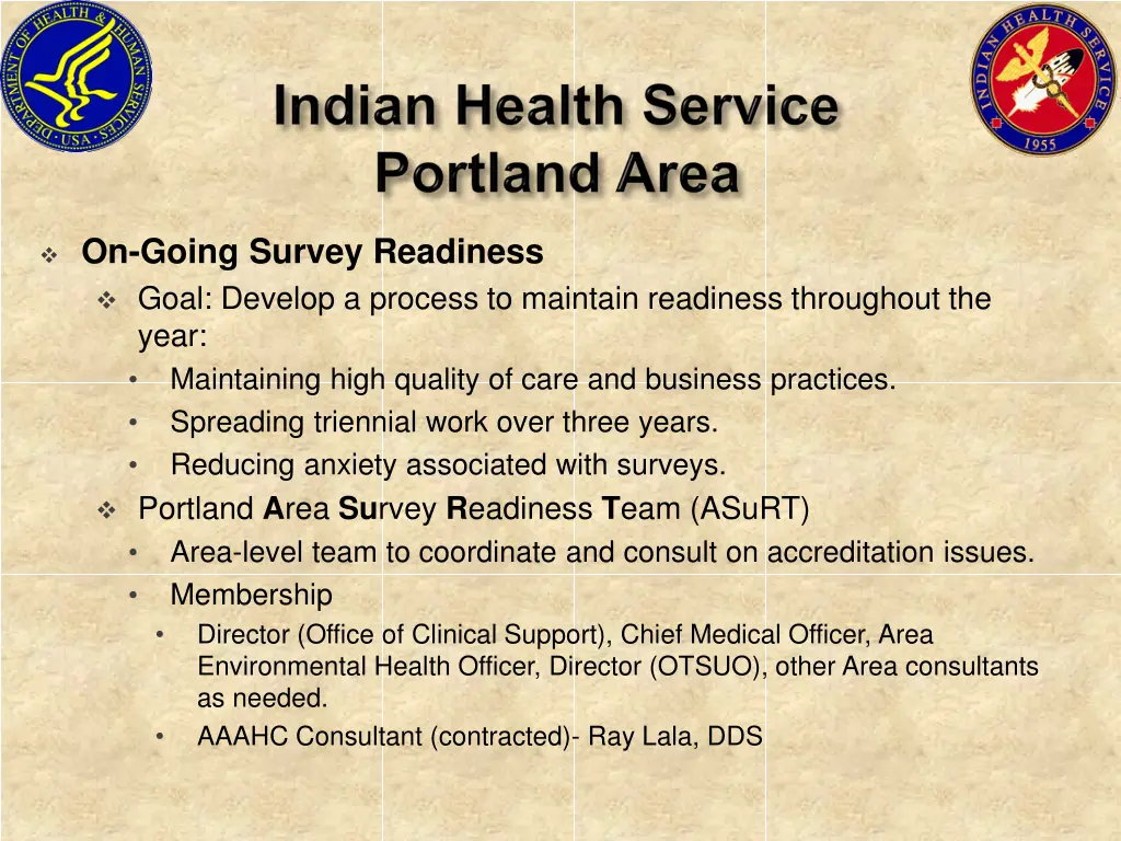on going survey readiness goal develop a process