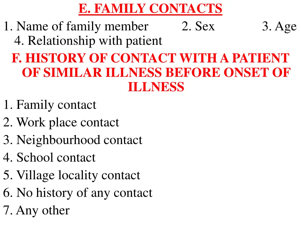e family contacts