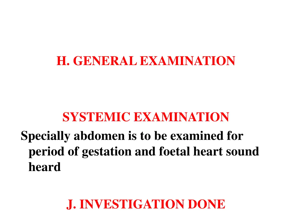 h general examination