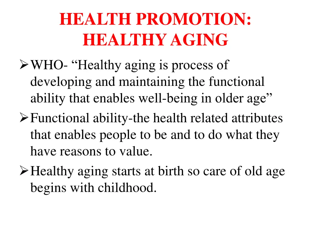 health promotion healthy aging