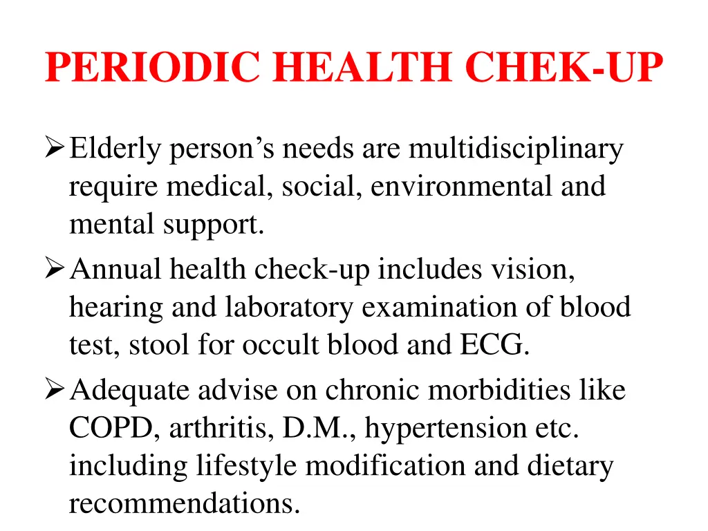 periodic health chek up