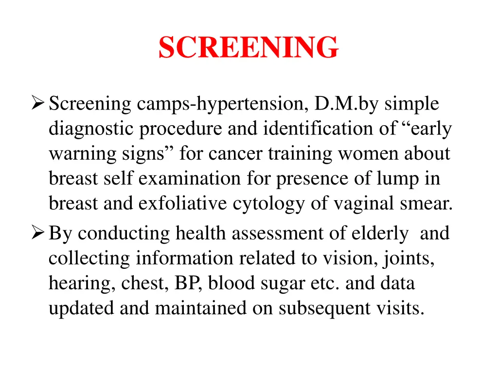 screening
