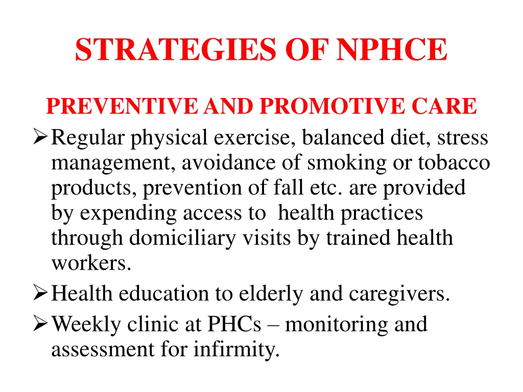 strategies of nphce