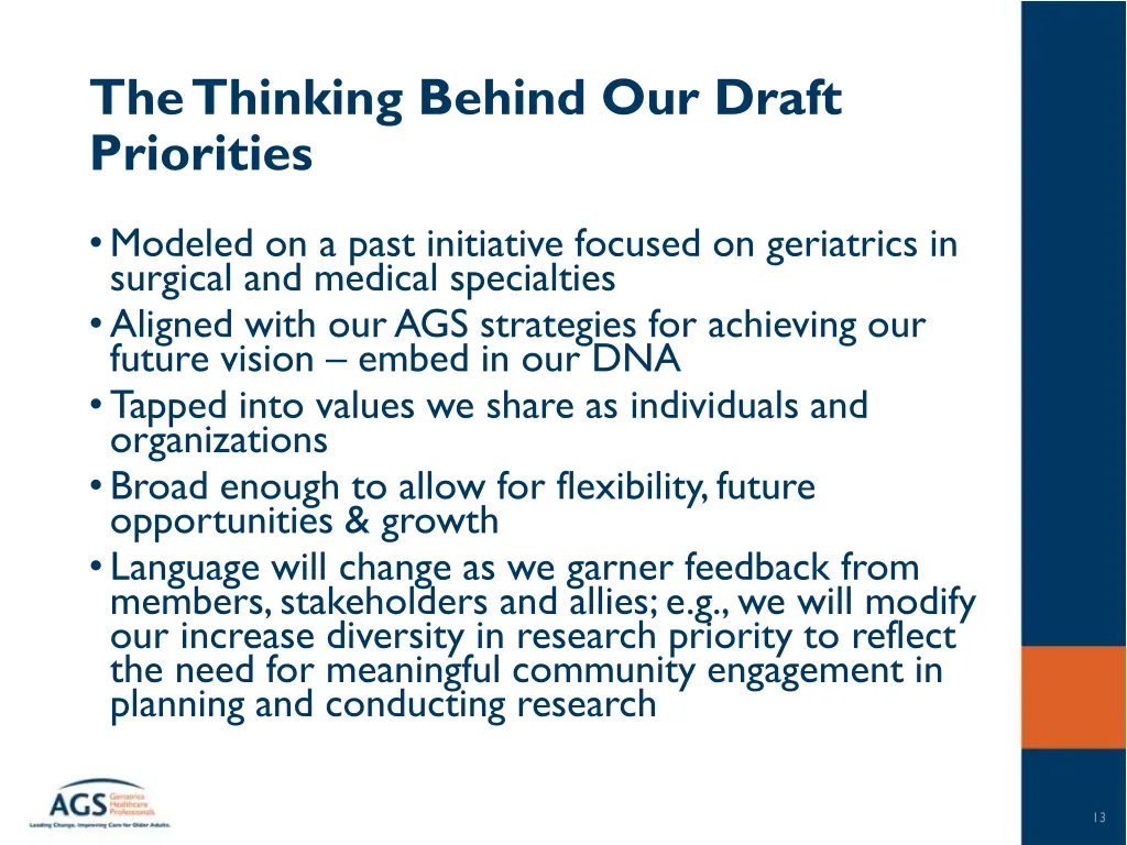 the thinking behind our draft priorities
