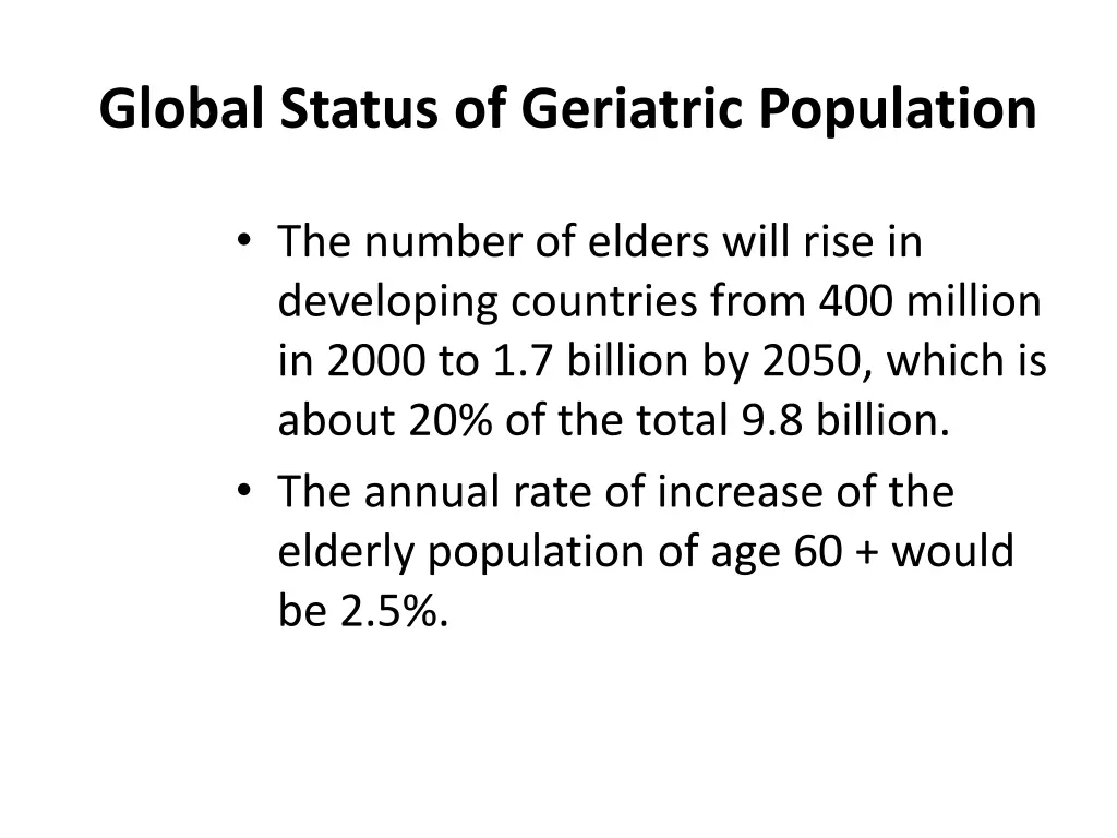 global status of geriatric population