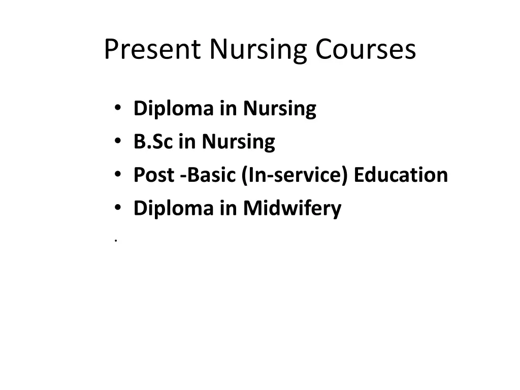 present nursing courses