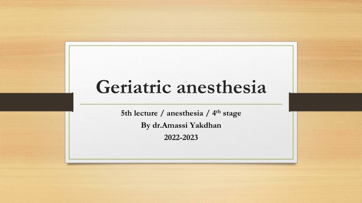 geriatric anesthesia