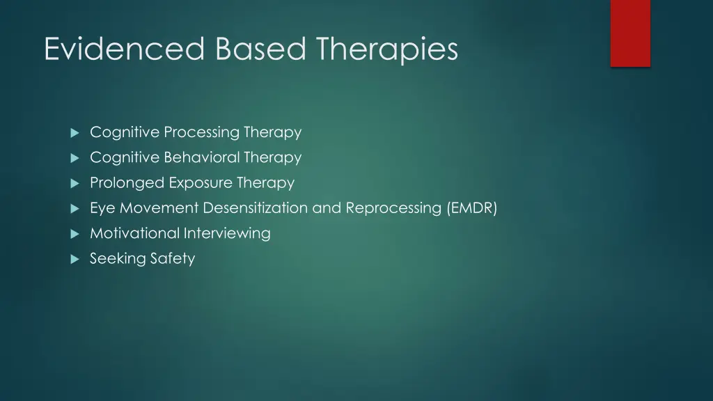 evidenced based therapies
