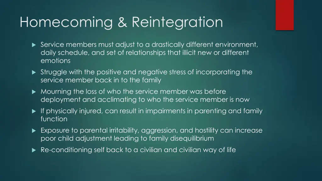 homecoming reintegration